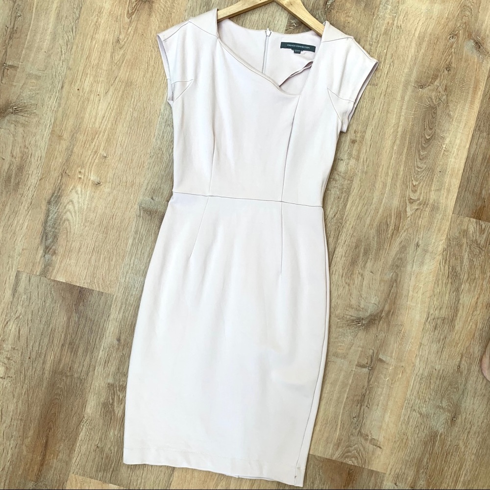 French Connection I Lulu Pink Sheath Slash Neck - Picture 6 of 11